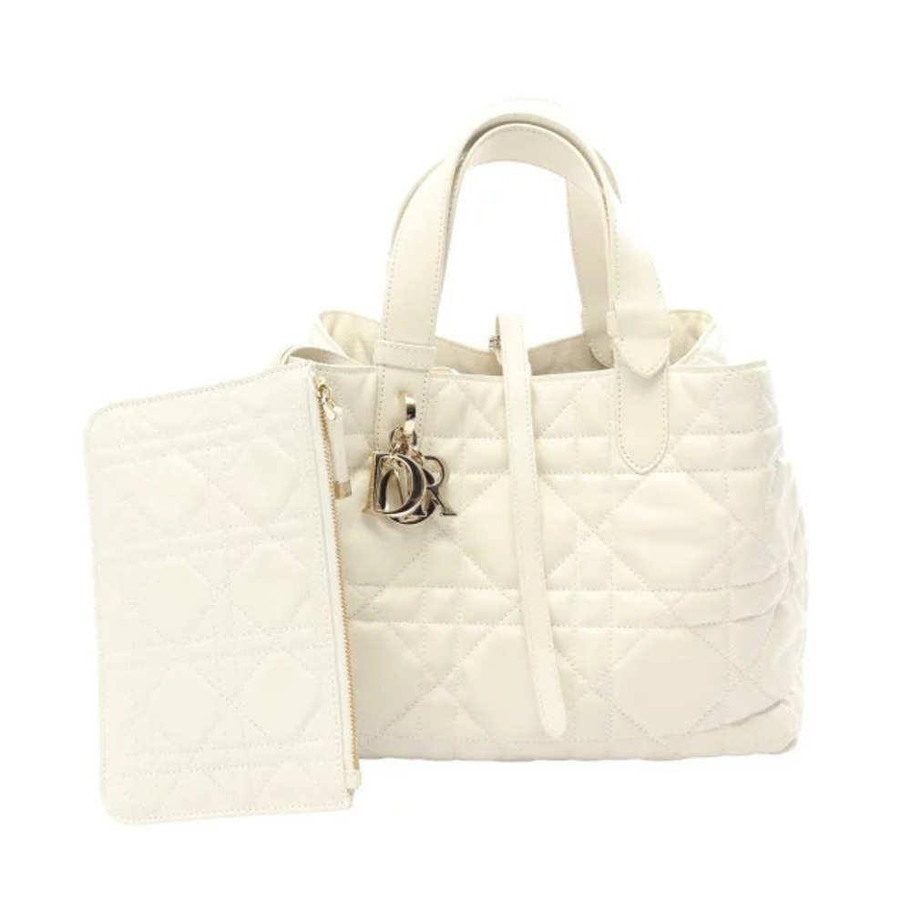 Christian Dior Toujours Macro Cannage Handbag Leather White